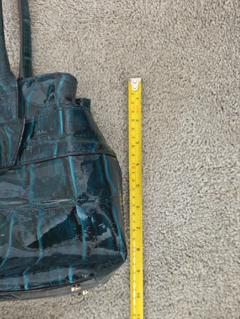 kate spade Teal Croc-Embossed Patent Tote With Large Wallet - Picture 10 of 11